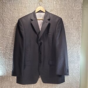 Michael Kors Mens Size 44R 100% Wool Black Pinstripe Suit Jacket Blazer Lined